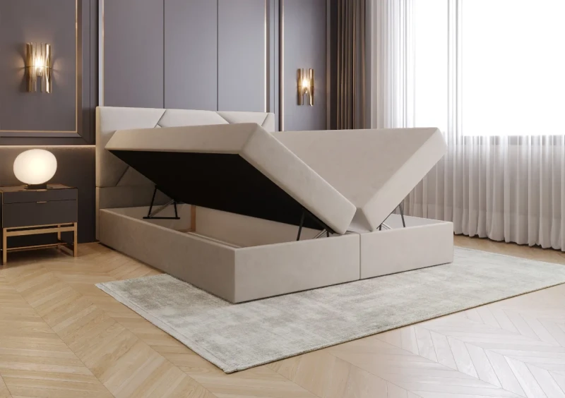 Łóżko kontynentalne 140x200 Toria tkanina Jasmine 21 otwarte