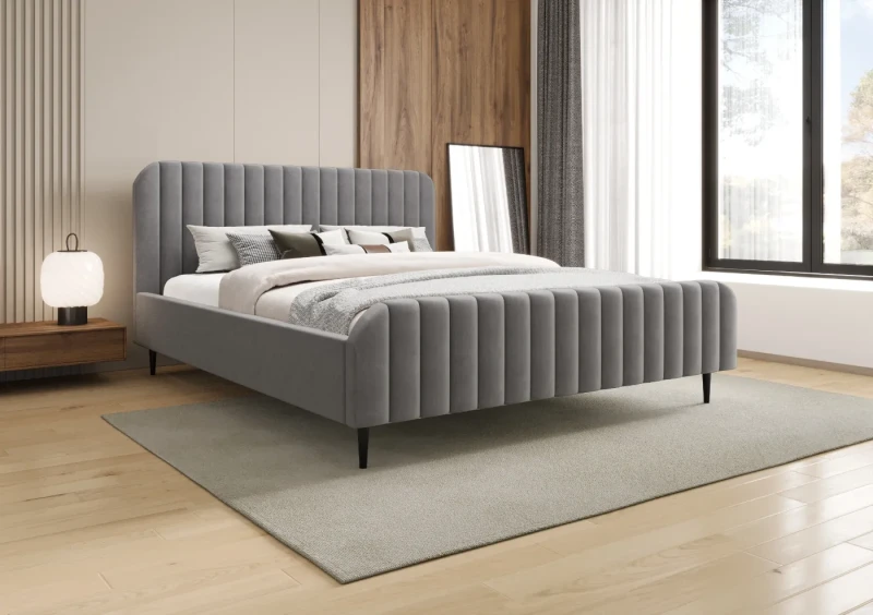 Łóżko tapicerowane na nogach 140x200 Prestige tkanina Jasmine 90