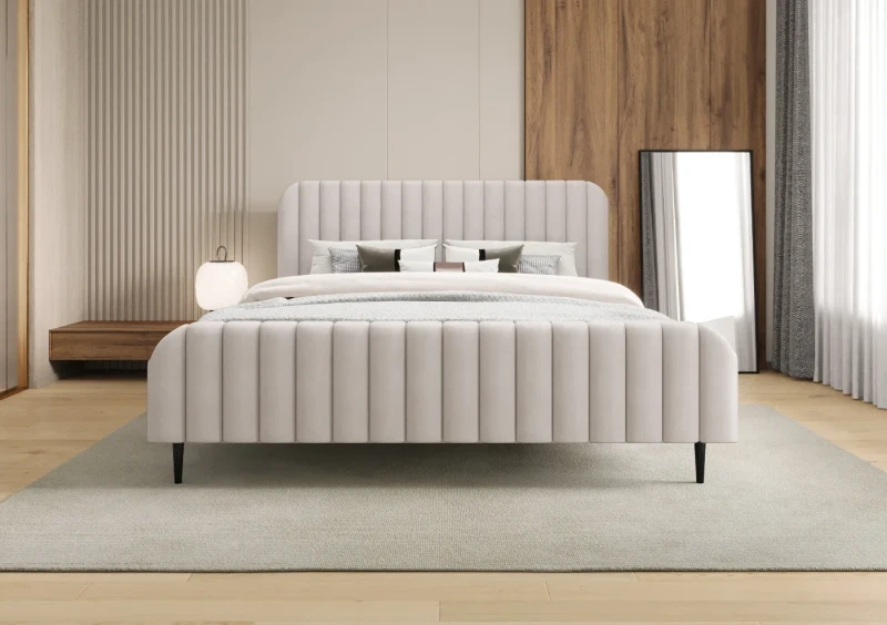 Łóżko tapicerowane na nogach 140x200 Prestige tkanina Jasmine 21 przód