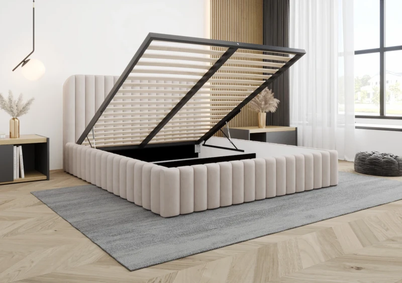 Łóżko tapicerowane ENRICO tkanina Jasmine 21 otwarte