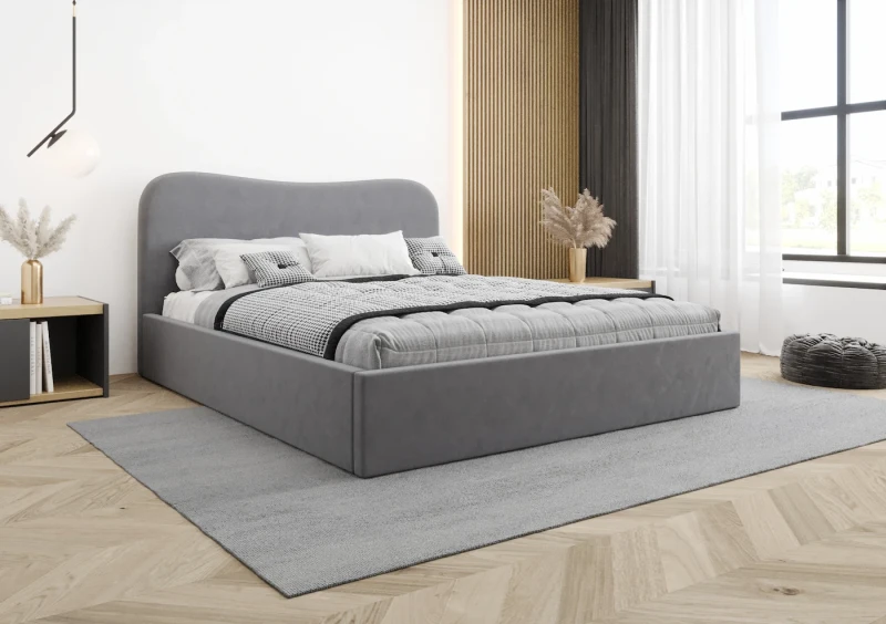 Łóżko tapicerowane MIAMI tkanina jasmine 90