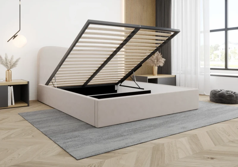 Łóżko tapicerowane MIAMI tkanina Jasmine 21 otwarte