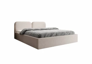 Łóżko tapicerowane SOFIA 160x200 z pojemnikiem i stelażem beżowe z pojemnikiem i stelażem