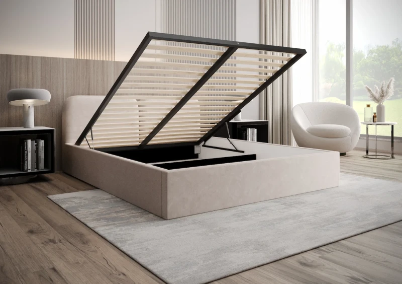 Łóżko tapicerowane SOFIA tkanina Jasmine 21 otwarte