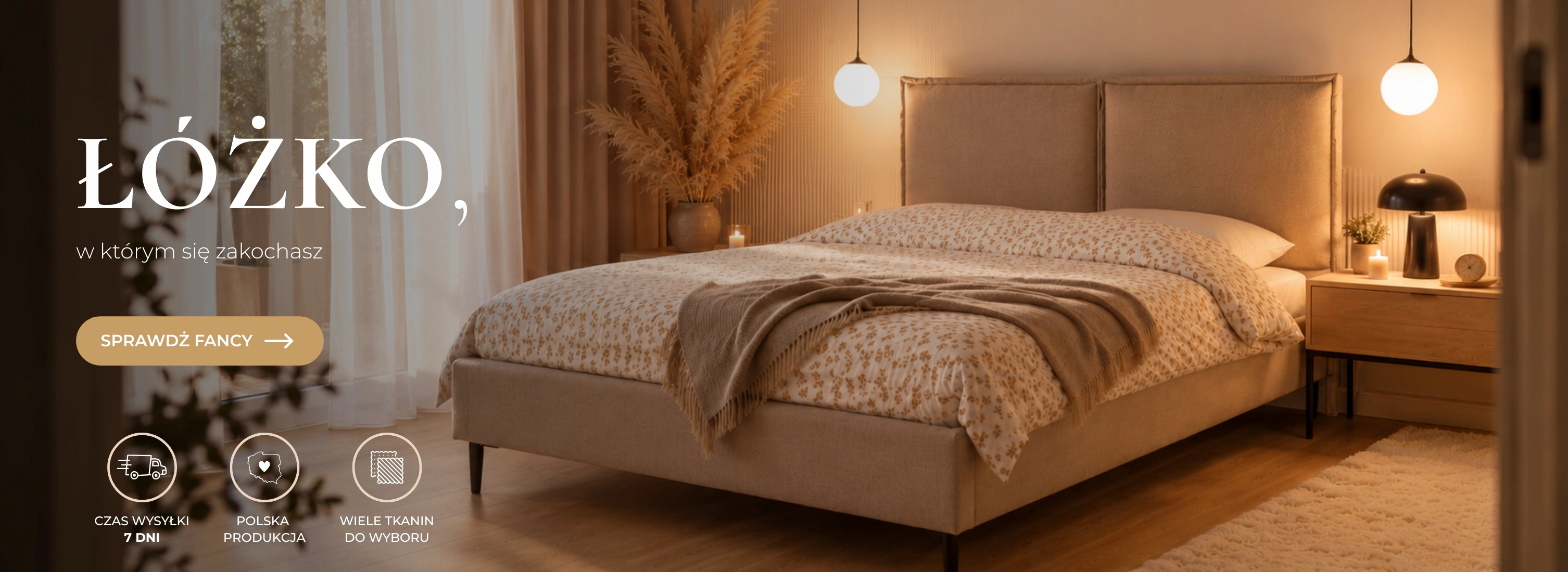 Łóżko tapicerowane FANCY z pojemnikiem i stelażem tkanina do wyboru beżowe, szare, czarne, białe, różowe, jasne, ciemne TopComfort - Polski producent łóżek